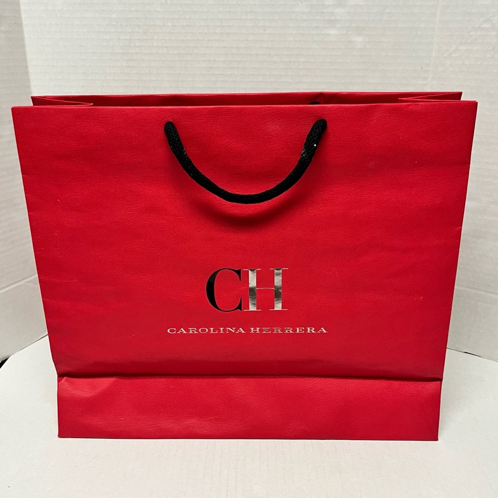 Carolina herrera empty large red shopping bag gift bag designer packaging decor - Picture 4 of 10